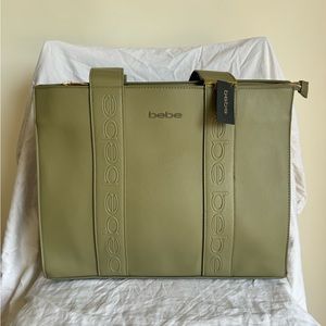 NWT Hana Large Faux Leather Tote - Olive Green